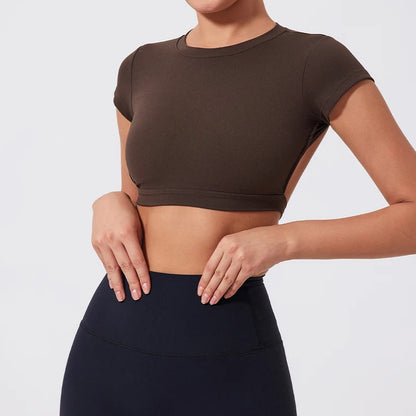 Ladies Sports Top | Backless Yoga Crop Activewear