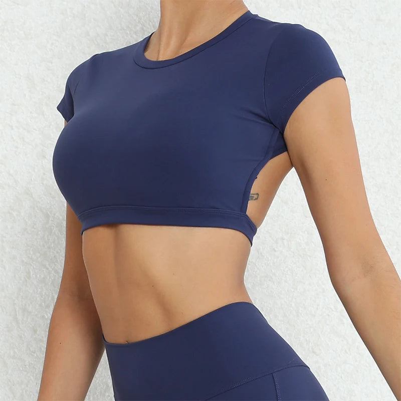 Ctenkevet Sports Crop Top | Backless Yoga Gym Activewear