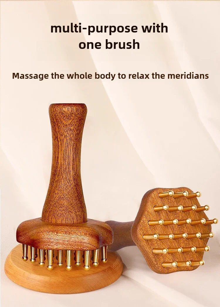 Portable Brass Gua Sha Massage Tool Head Neck Leg Body Meridian Massager Lymphatic Muscle Relief Pain Deep Tissue Massage