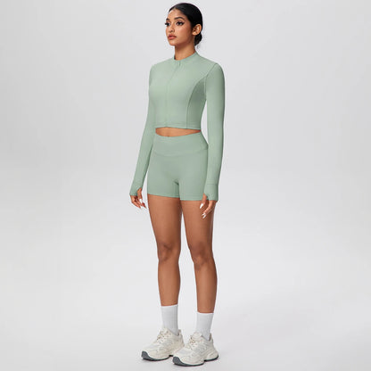 Women Yoga Set Quick Dry | Zipper Top Leggings Set