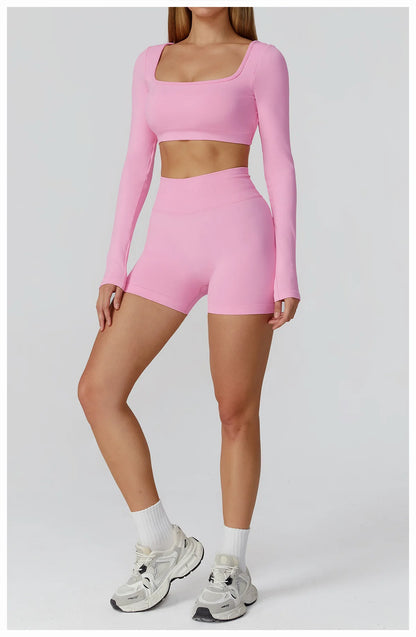 Women’s Gym Yoga Top | Square Neck Backless Fitness Outfit
