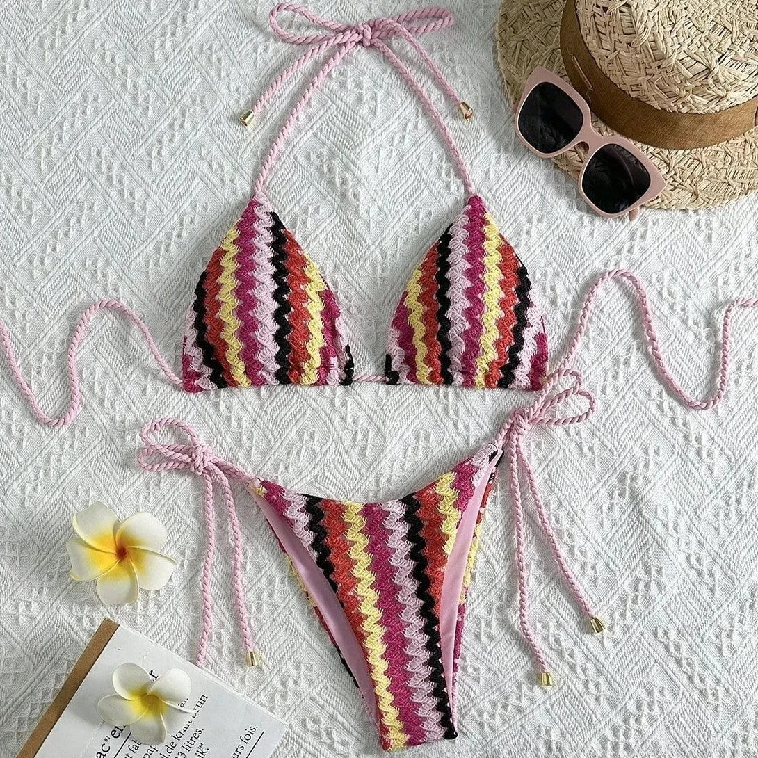 Laguna Isla - Stripey Crochet Bikini