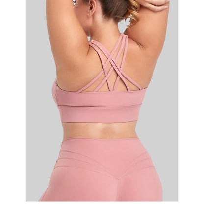 Woman's Plus Size Sports Bra | Cross Back Padded Yoga Gym Top