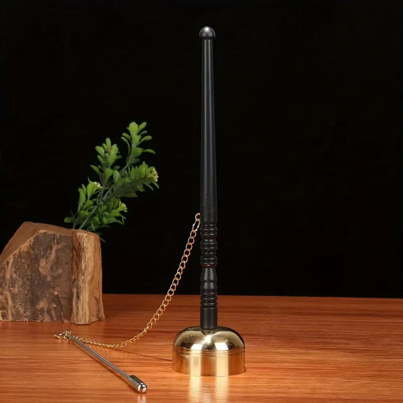 Tibetan Meditation Hand Bell | Brass Prayer Bell with Wooden Handle