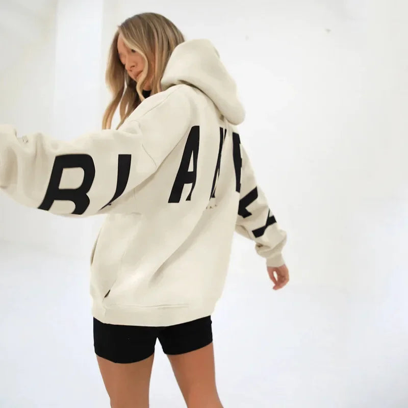 Women’s Stylish Printed Hoodie Thick Warm Streetwear Sweatshirt