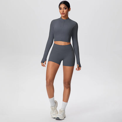 Women Yoga Set Quick Dry | Zipper Top Leggings Set