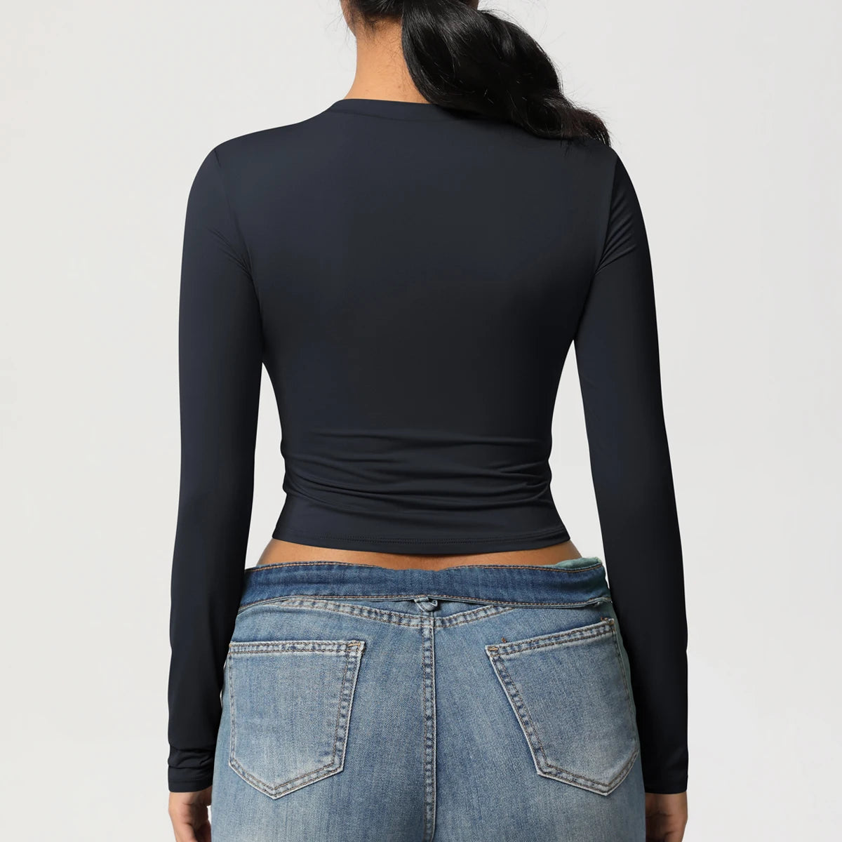 Women Long Sleeve Yoga Shirt Quick Dry Gym Workout Running Fitness Crop Top