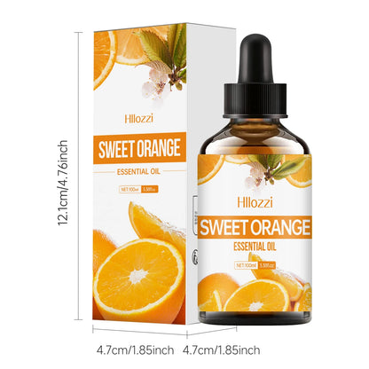 Hllozzi Sweet Orange Essential Oil 30ml–100ml | Face, Hair & Body Care Light Citrus Fragrance