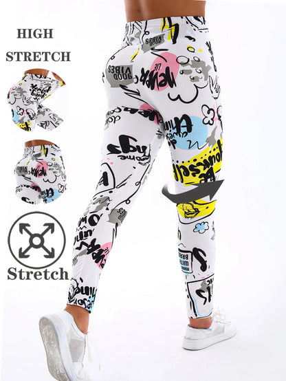 Sculpt & Flow Leggings - White Letter Print