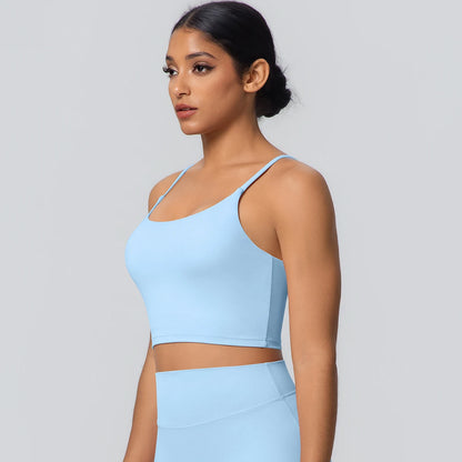 Women Backless Sports Bra Naked Feel Yoga Gym Workout Padded Top