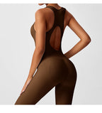 Seamless Peach Booty Bodysuit | V-Back Tummy Control Gym Jumpsuit