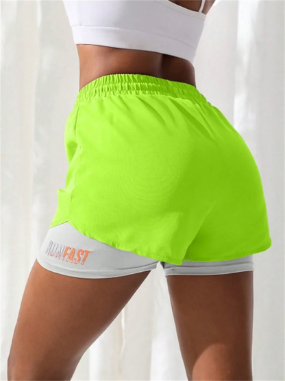 Women’s High Rise Running Shorts – Elastic Waist Workout Shorts