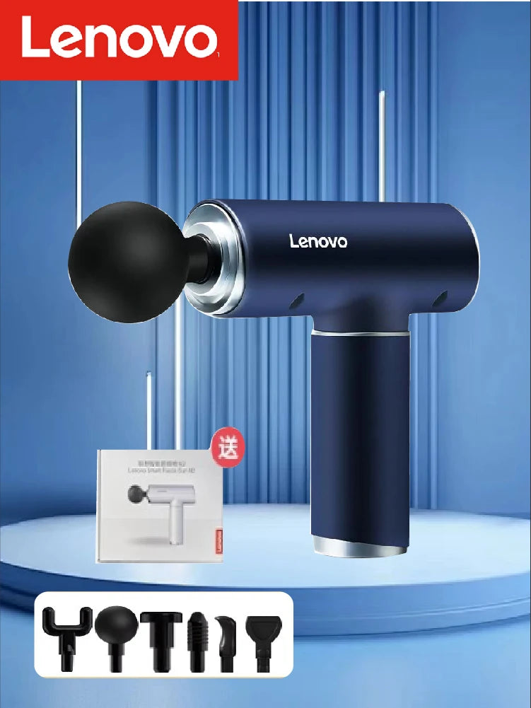 Lenovo Mini Massage Gun | 6 Heads Deep Tissue Fascia Gun with 5 Speeds Silent Massager