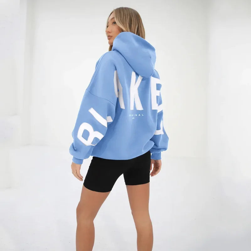 Women’s Stylish Printed Hoodie Thick Warm Streetwear Sweatshirt