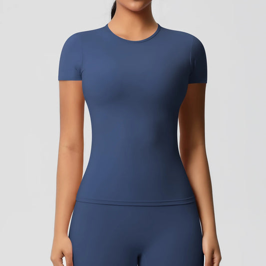 Women Gym Workout T Shirt Running Yoga Fitness Short Sleeve Sports Top