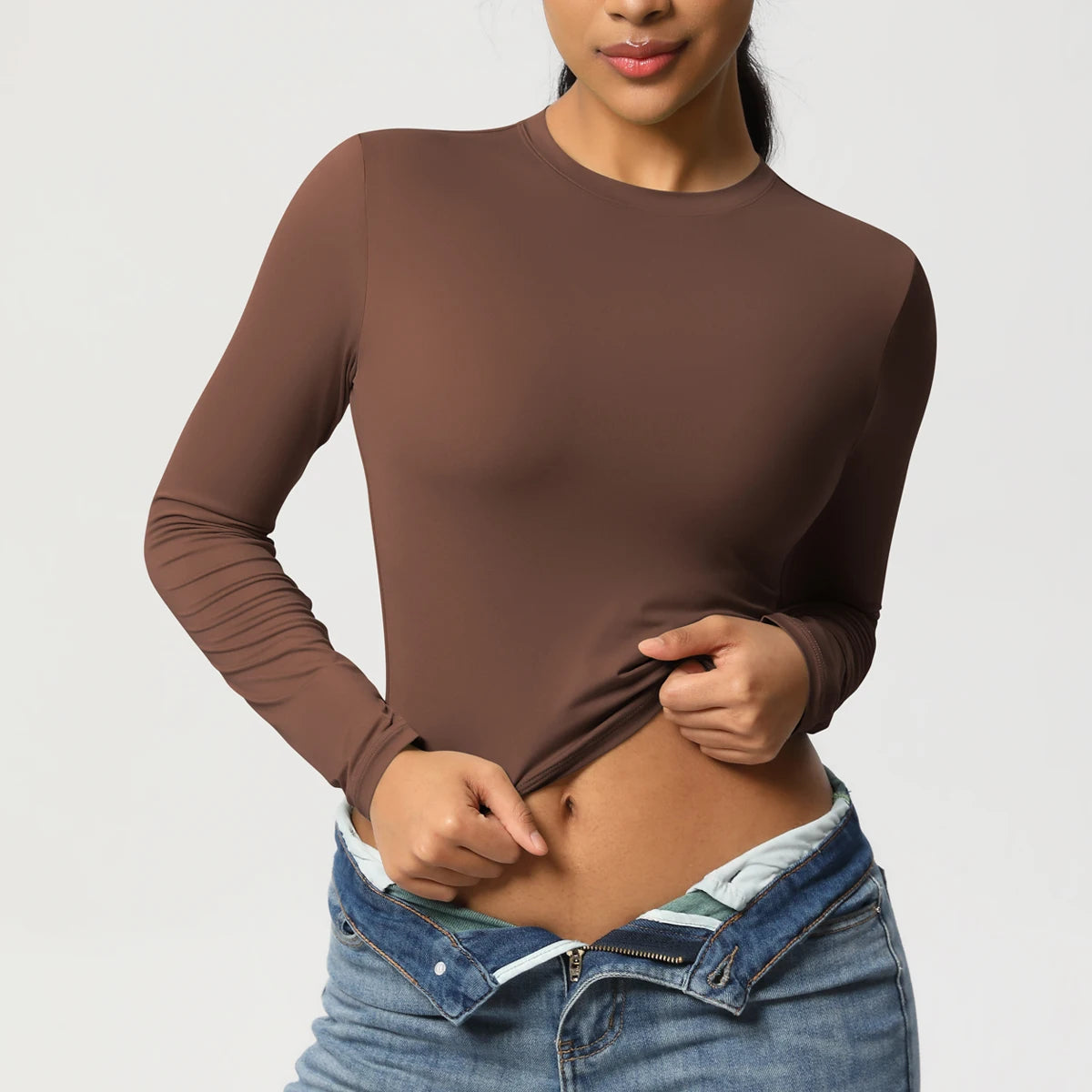 Women Long Sleeve Yoga Shirt Quick Dry Gym Workout Running Fitness Crop Top
