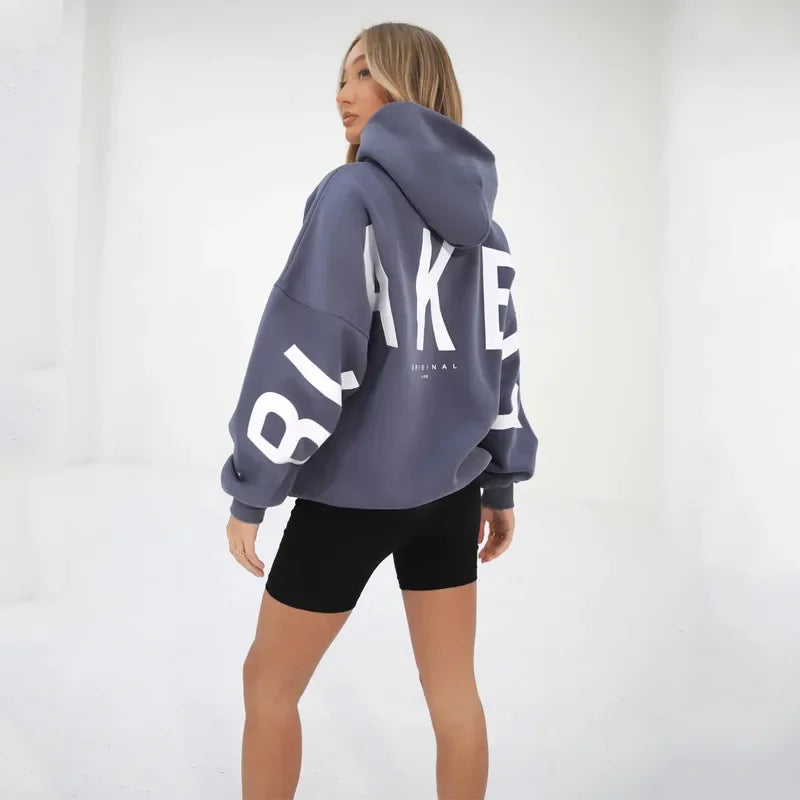 Women’s Stylish Printed Hoodie Thick Warm Streetwear Sweatshirt