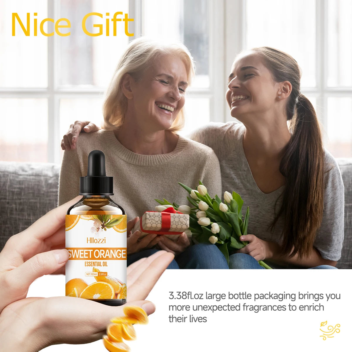 Hllozzi Sweet Orange Essential Oil 30ml–100ml | Face, Hair & Body Care Light Citrus Fragrance