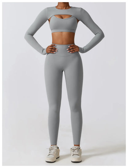 Womens Long Sleeve Gym Top Crop Yoga Shirt Quick Dry Fitness Sports