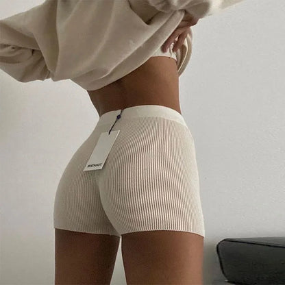 Women High Waist Tight Shorts Yoga Running Fitness Crochet Knitted Summer Pants