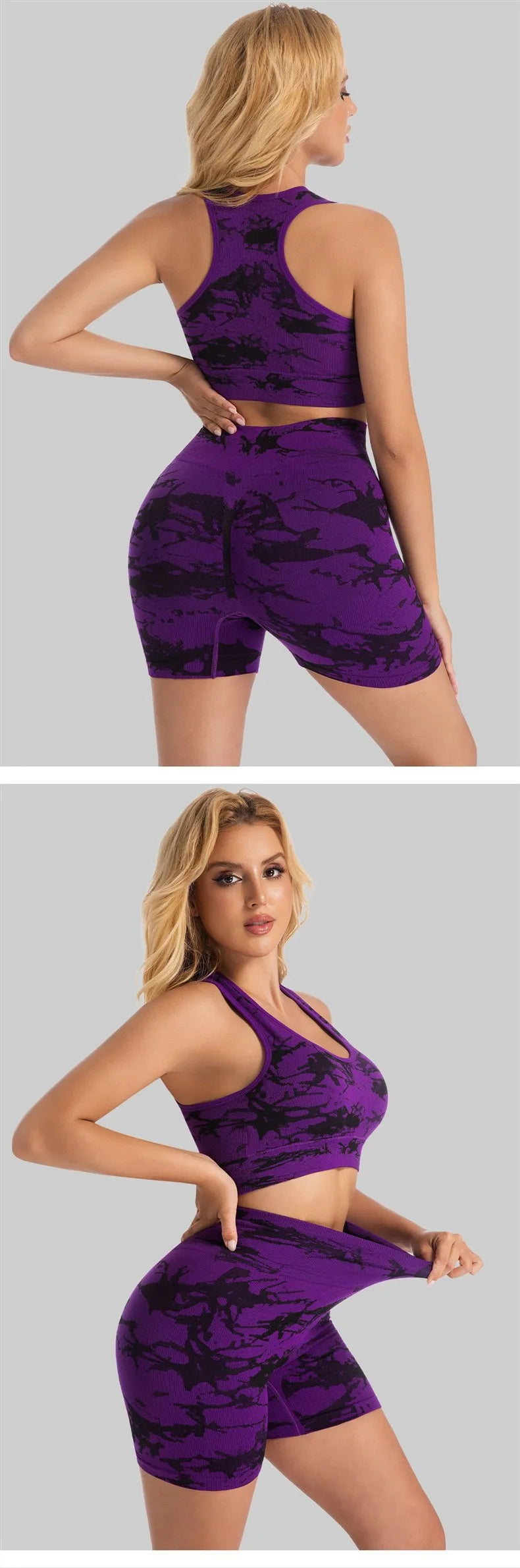 High-Waist Butt-Lifting Yoga Suit Women's Tight Sports Wear Breathable Quick-Dry Fitness Set Running Exercise Outfit