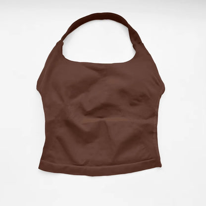 Women Halter Gym Top Push Up Sports Bra Yoga Fitness Tennis Tank Top