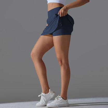 Women’s Gym Running Skorts – Double Deck Quick Dry Workout Shorts with Pocket