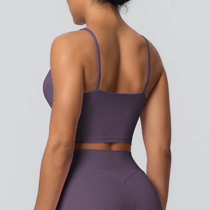 Women Backless Sports Bra Naked Feel Yoga Gym Workout Padded Top