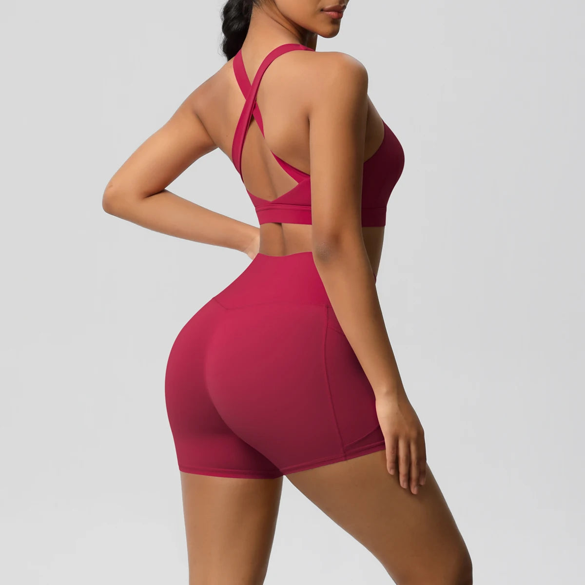 2 Piece Cross Fit Set Women | Pocket Leggings Gym Outfit