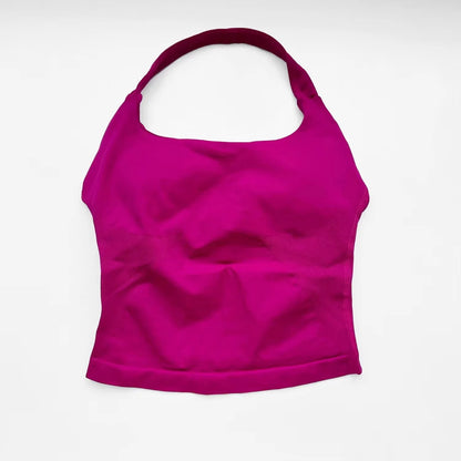 Women Halter Gym Top Push Up Sports Bra Yoga Fitness Tennis Tank Top