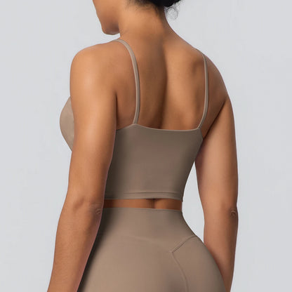 Women Backless Sports Bra Naked Feel Yoga Gym Workout Padded Top