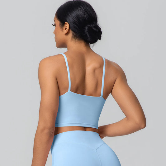 Women Backless Sports Bra Naked Feel Yoga Gym Workout Padded Top