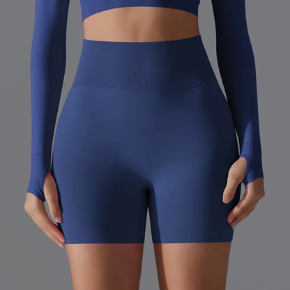Womens High Waist Seamless Yoga Gym Shorts Running Fitness Workout Shorts