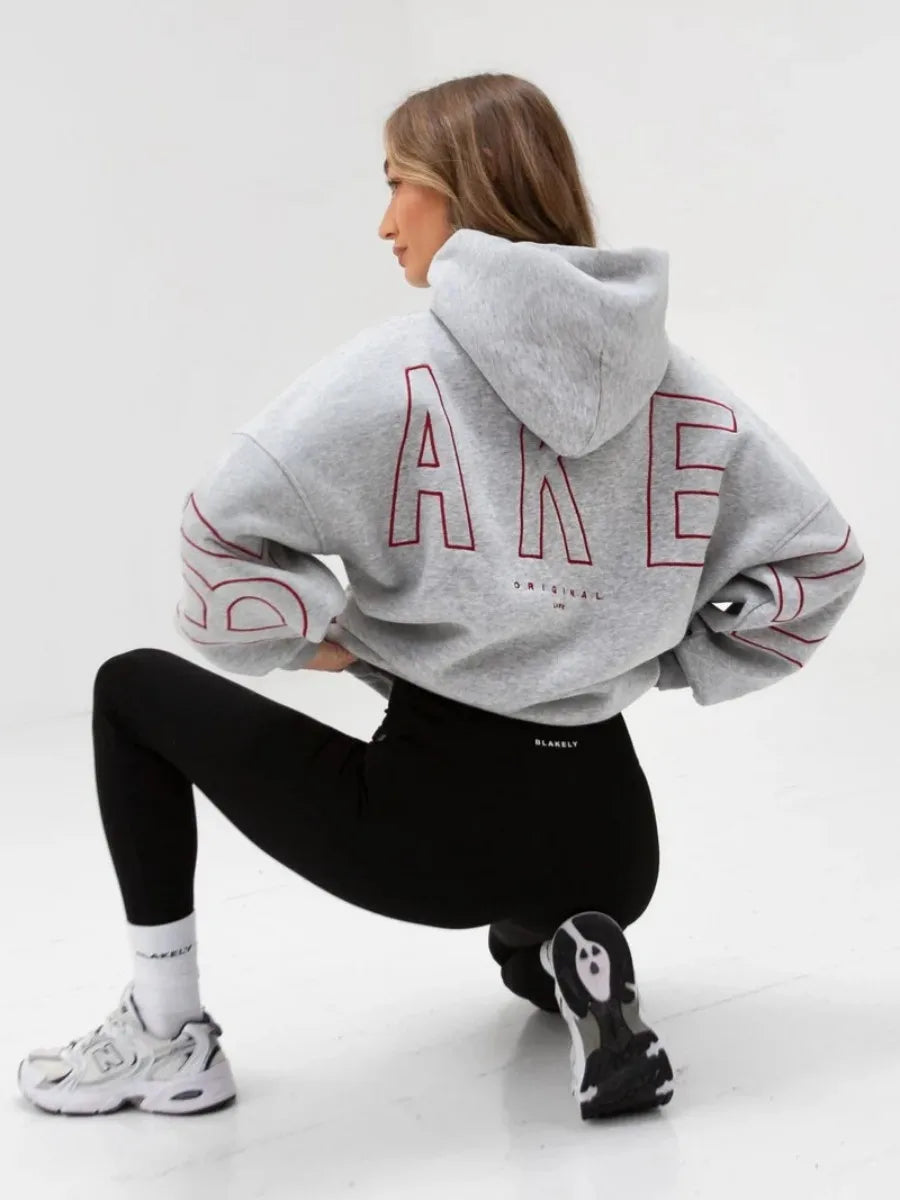 Womans Oversized Hip Hop Hoodie Printed Streetwear Sweatshirt Top