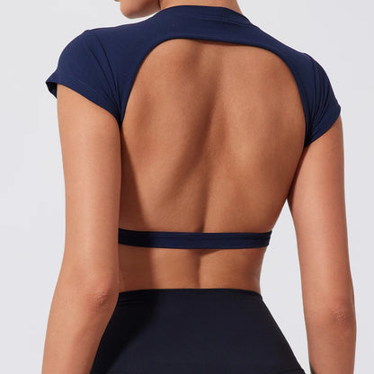 Ladies Sports Top | Backless Yoga Crop Activewear