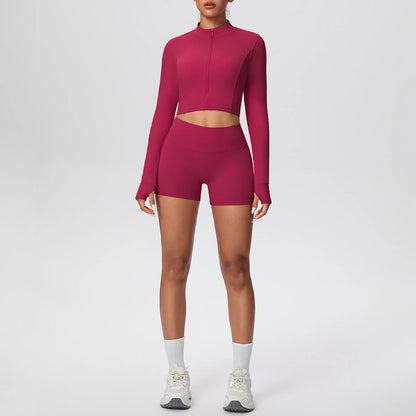 Women Yoga Set Quick Dry | Zipper Top Leggings Set