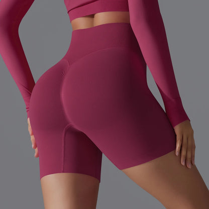 Womens High Waist Seamless Yoga Gym Shorts Running Fitness Workout Shorts