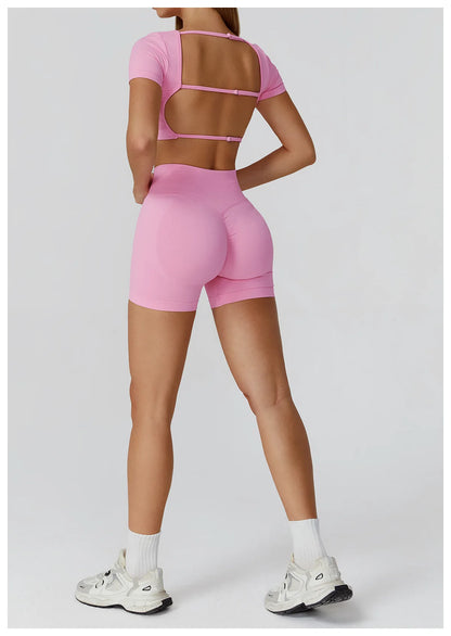 Women’s Gym Yoga Top | Square Neck Backless Fitness Outfit