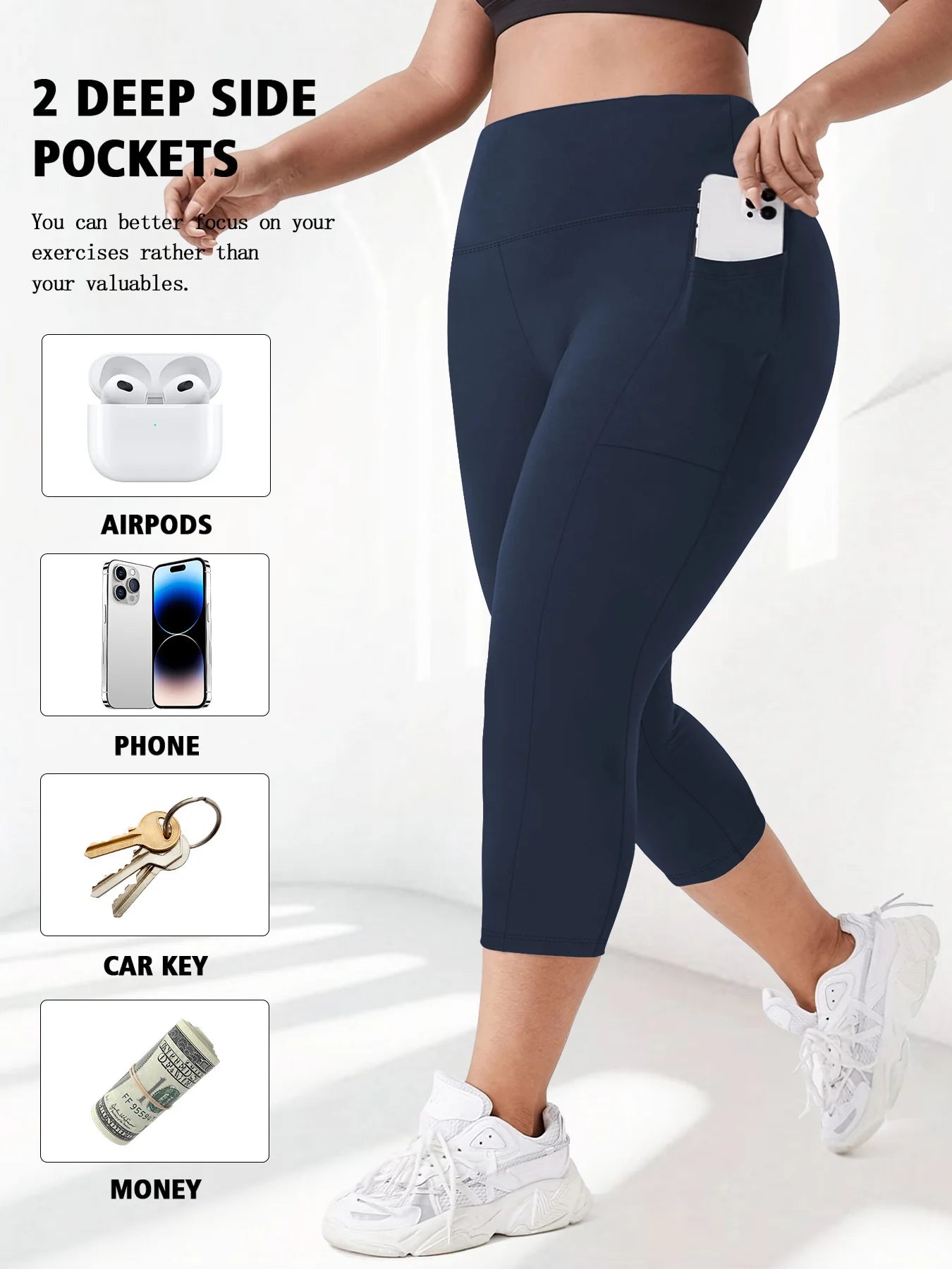 Sculpt & Flow Leggings - Plus Size Capri Black