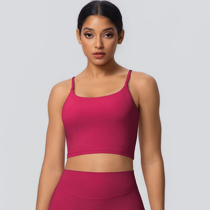 Women Backless Sports Bra Naked Feel Yoga Gym Workout Padded Top
