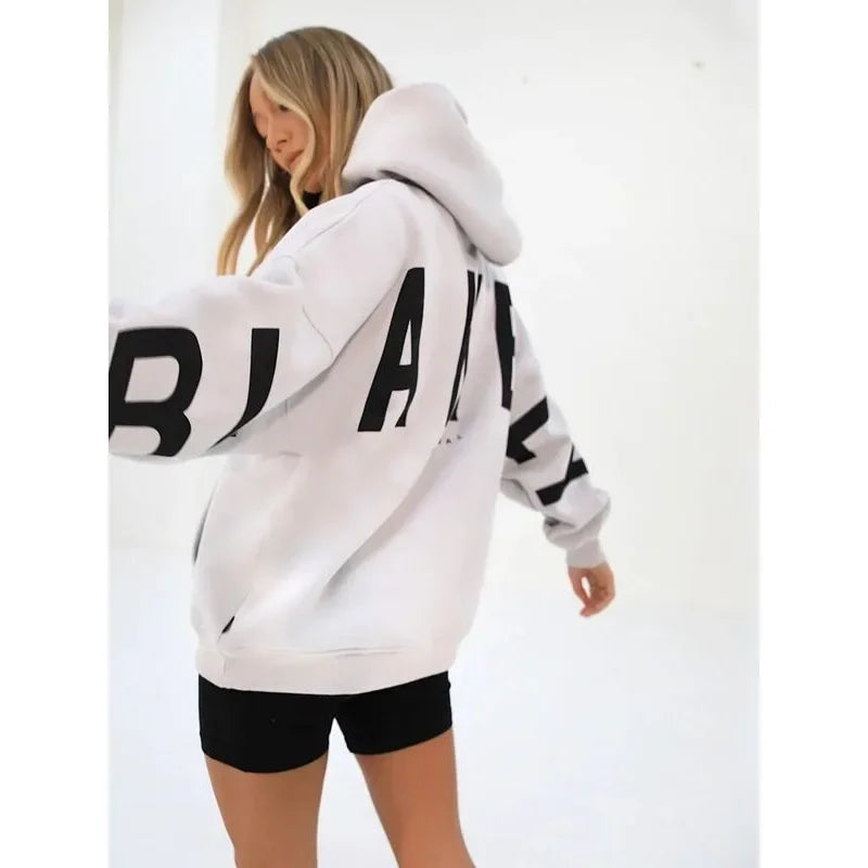 Women’s Stylish Printed Hoodie Thick Warm Streetwear Sweatshirt
