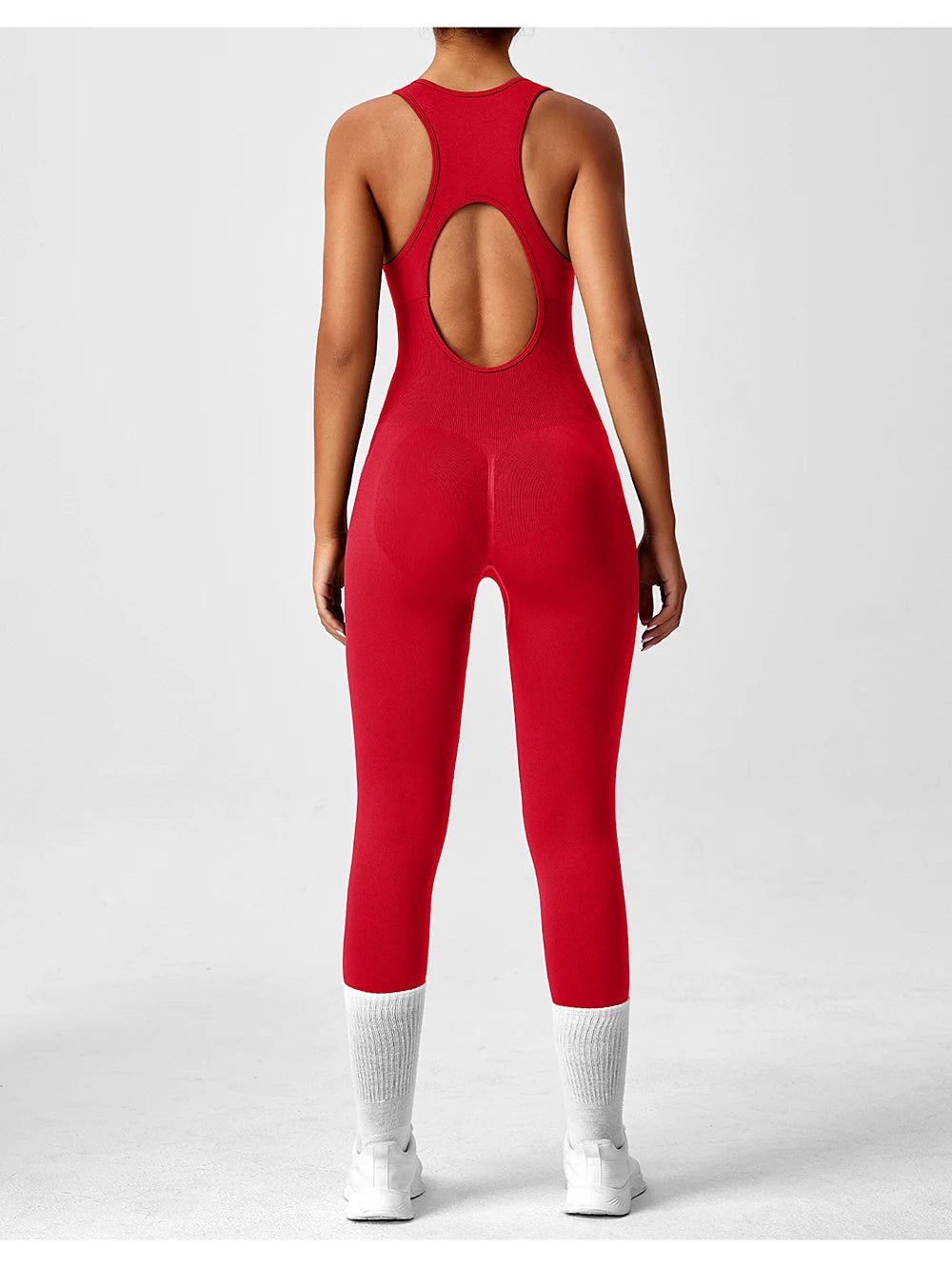 Seamless Peach Booty Bodysuit | V-Back Tummy Control Gym Jumpsuit
