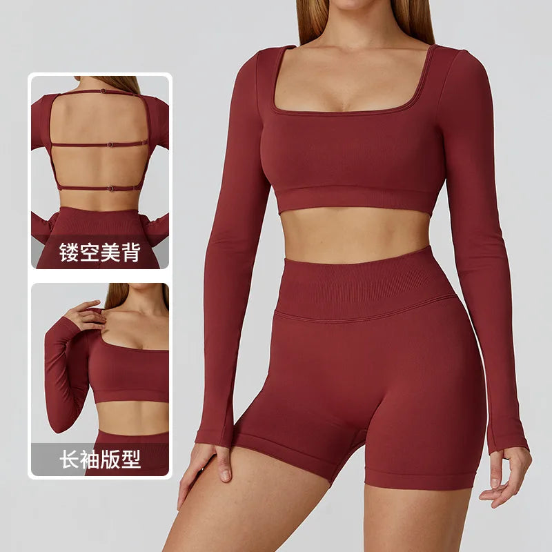 Women’s Gym Yoga Top | Square Neck Backless Fitness Outfit
