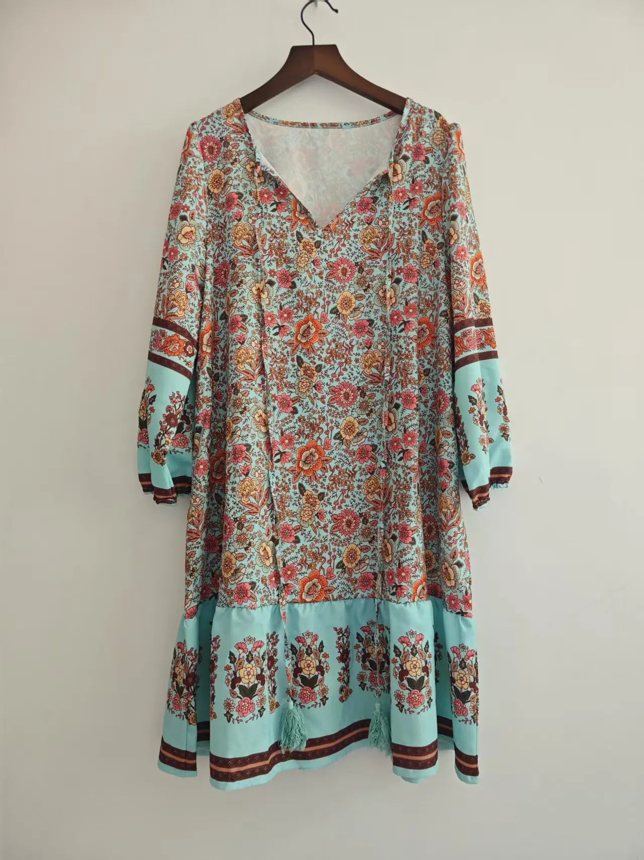 Casual Print Loose Dress – Effortless Vintage Boho Style