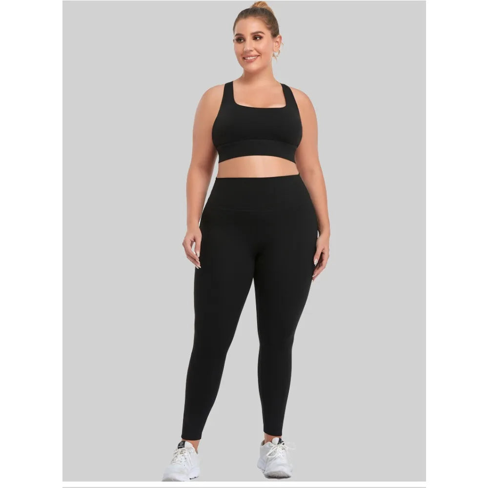 Woman's Plus Size Sports Bra | Cross Back Padded Yoga Gym Top