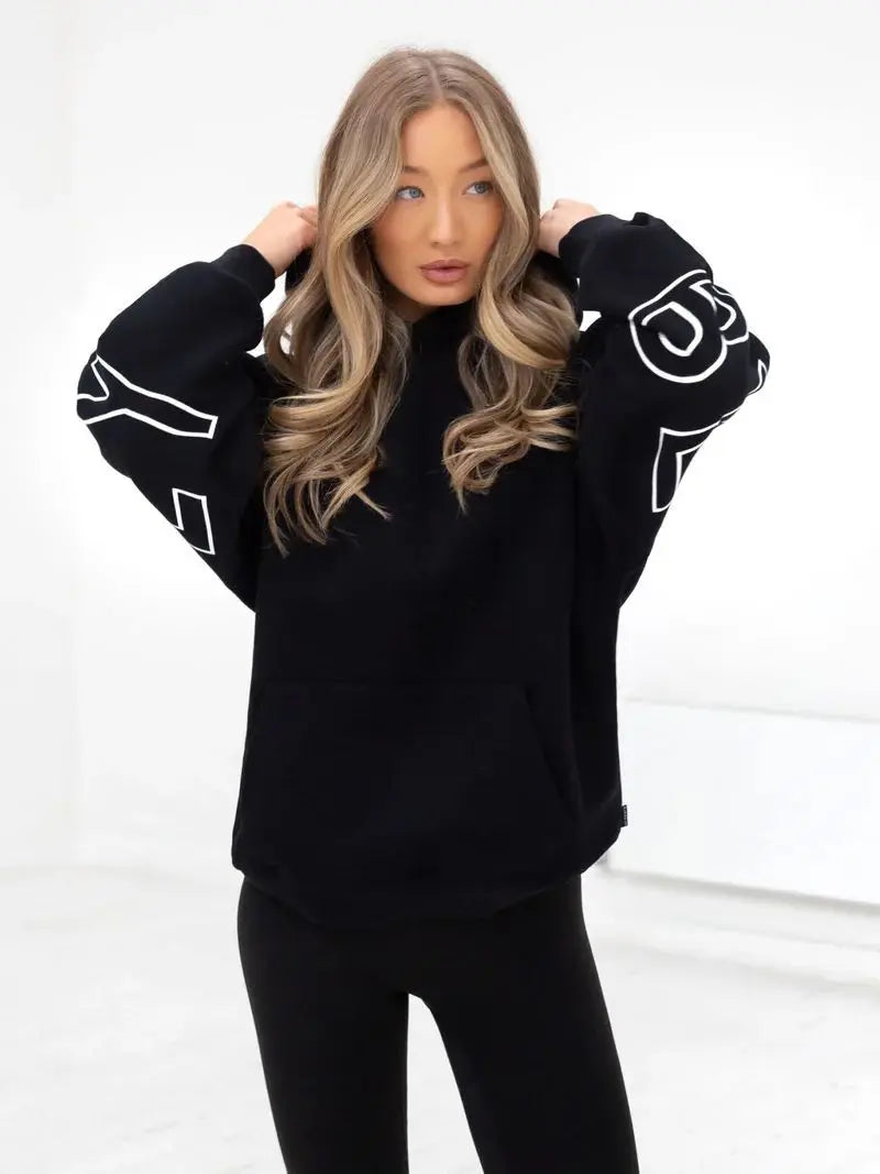 Womans Oversized Hip Hop Hoodie Printed Streetwear Sweatshirt Top