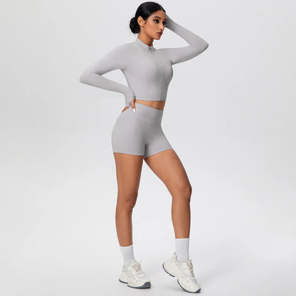 Women Yoga Set Quick Dry | Zipper Top Leggings Set