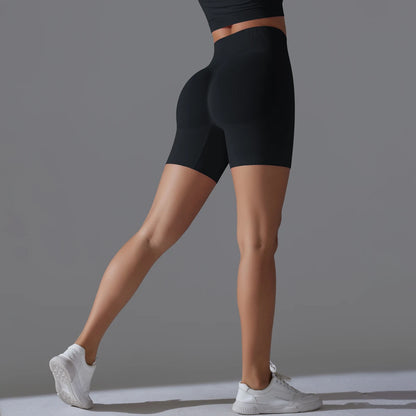 Womens High Waist Seamless Yoga Gym Shorts Running Fitness Workout Shorts