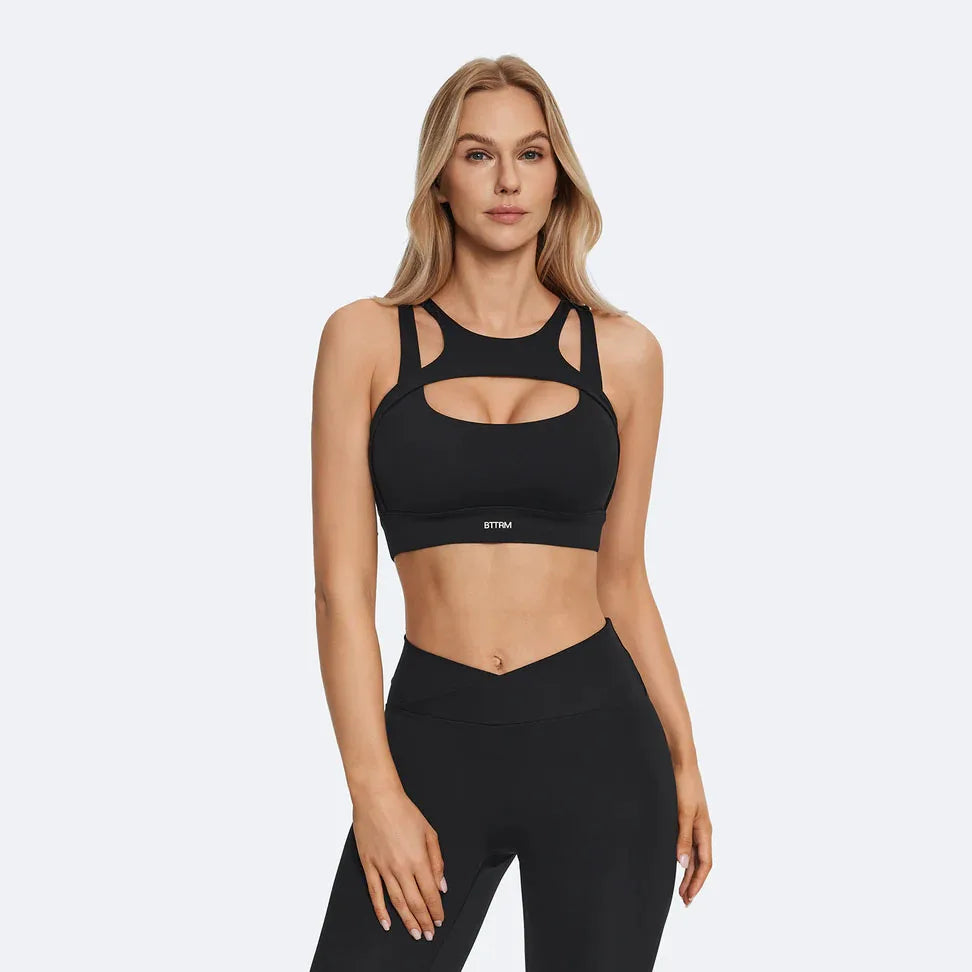 Women High Impact Sports Bra Push Up Shockproof Gym Workout Yoga Crop Top