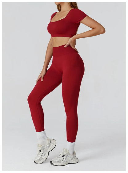 Women’s Gym Yoga Top | Square Neck Backless Fitness Outfit